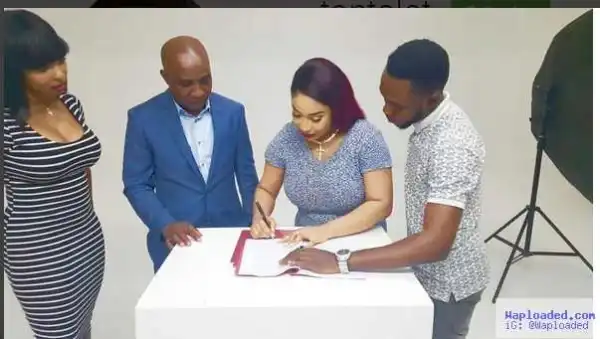 Photos: Actress Tonto Dikeh Signs Multimillion Contract With Nature Essence USA